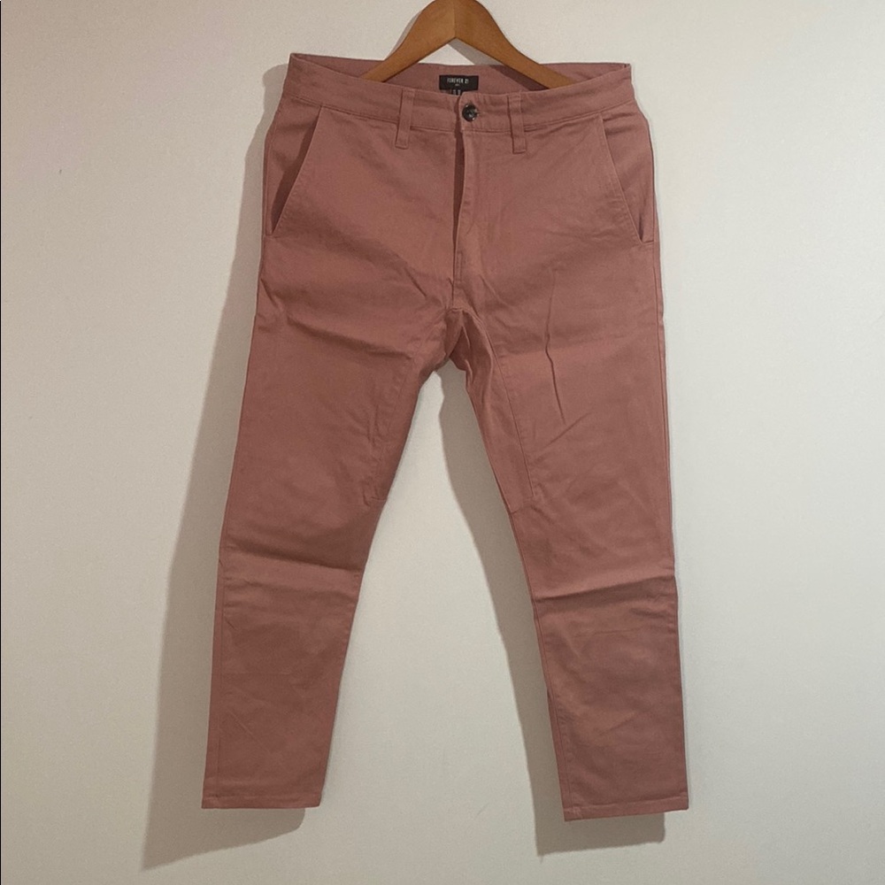 Forever 21 Pink Chino Pants Straight Leg Cotton Blend
